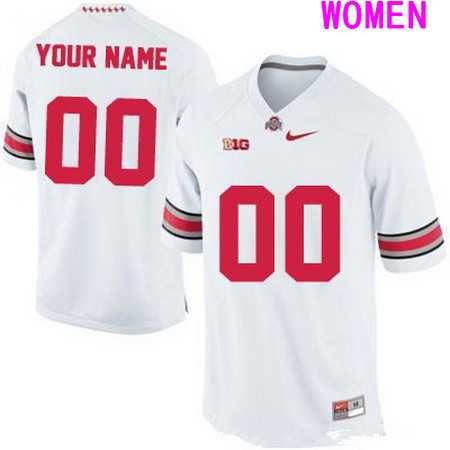 Women's Ohio State Buckeyes Customized College Football Nike 2015 White Limited Jersey